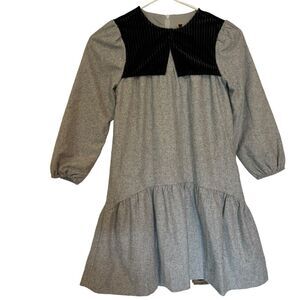 NWT Kidichic Girls Heather Gray Chesterfield Collar Wool blend Dress, Size 8